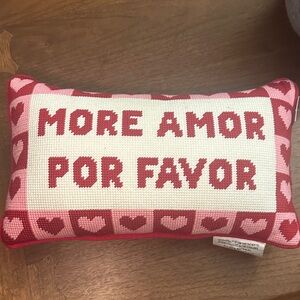 Bouffants & broken hearts Valentine’s needlepoint decor pillow